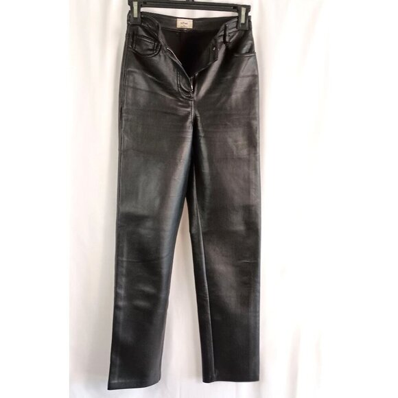 Aritzia Wilfred Melina Faux Leather Pants Black Straight Leg Women’s 00 - Picture 1 of 9